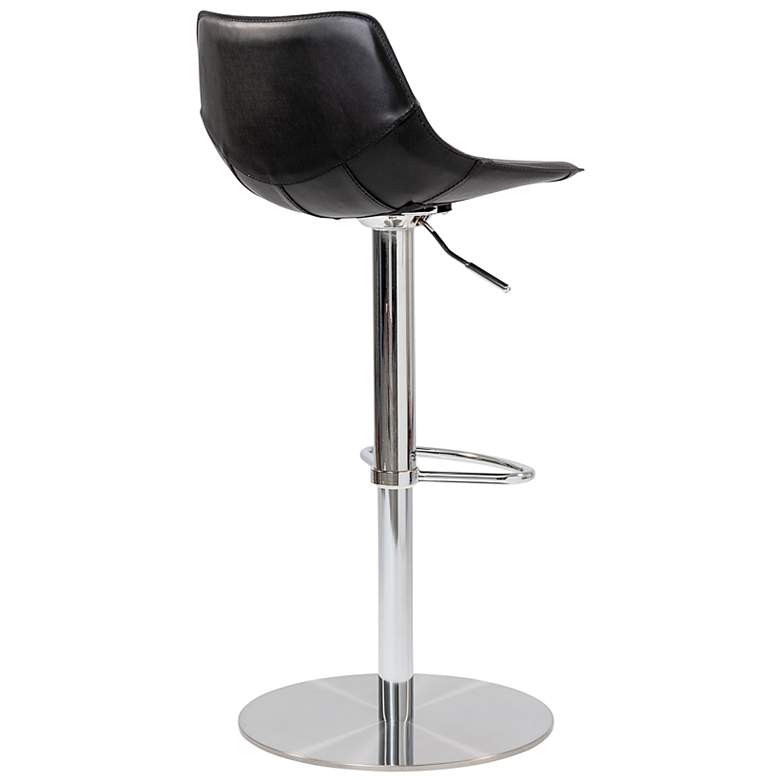 Image 4 Rudy Black Leather Adjustable Swivel Stool more views