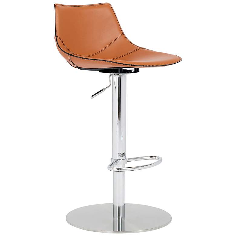 Image 6 Rudy Cognac Leather Adjustable Swivel Stool more views