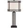 Rudy Dark Bronze and Gray Wood Column Table Lamp