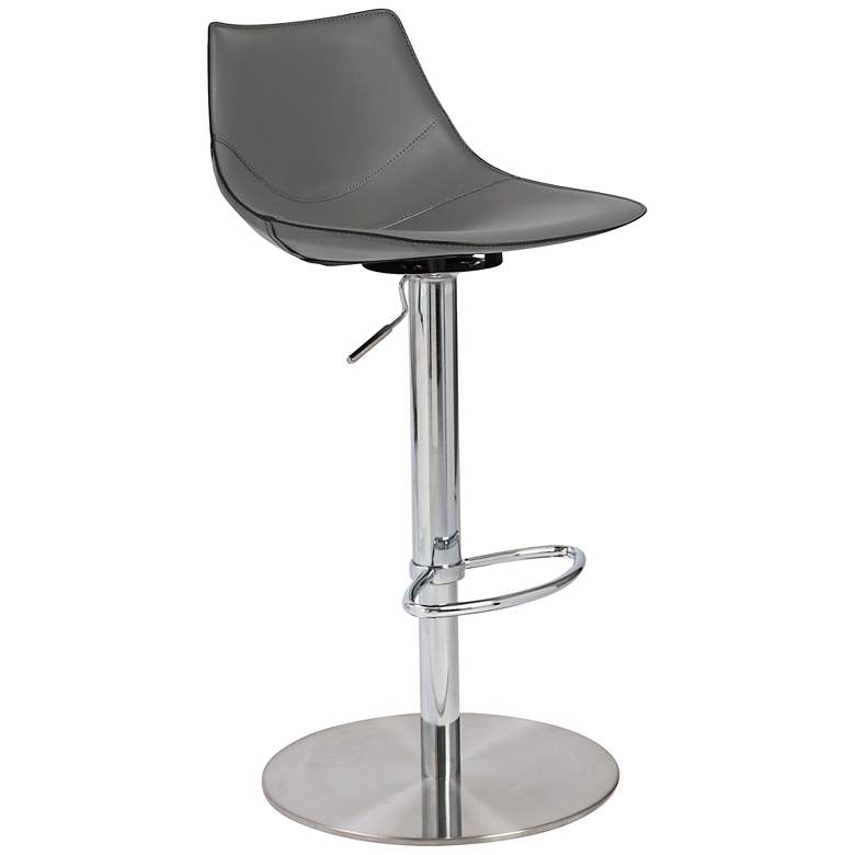 Image 1 Rudy Gray and Steel Adjustable Bar or Counter Stool
