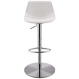Image2 of Rudy White Leather Adjustable Swivel Stool more views