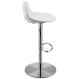 Image3 of Rudy White Leather Adjustable Swivel Stool more views