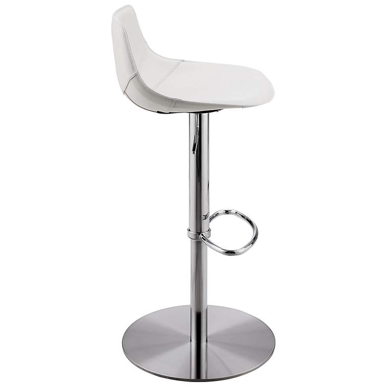 Image 3 Rudy White Leather Adjustable Swivel Stool more views