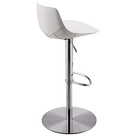 Image4 of Rudy White Leather Adjustable Swivel Stool more views