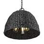 4_Rue 17 1/2" High Natural Black 3-Light Outdoor Hanging Light more views