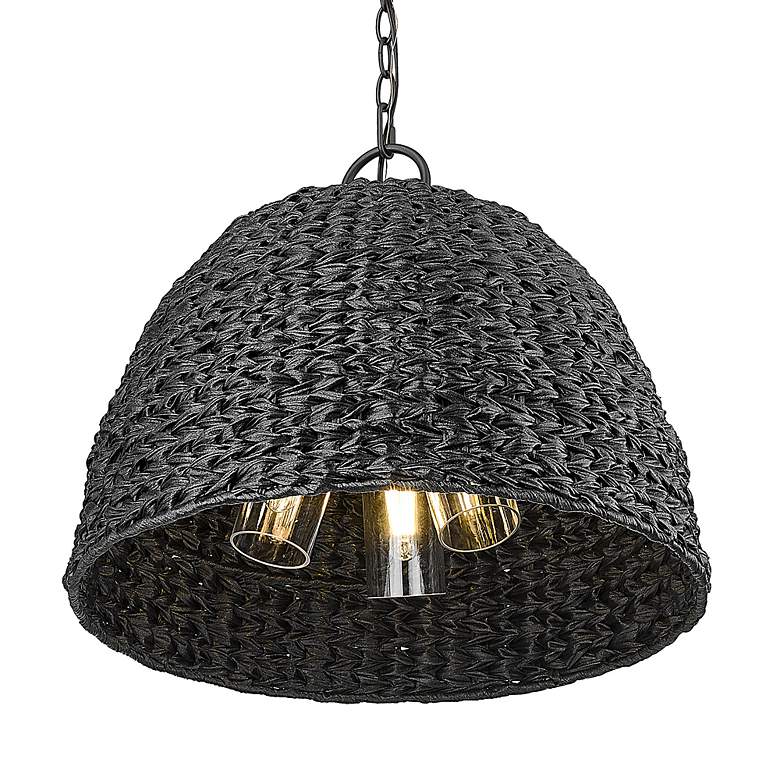 Image 6 Rue 17 1/2" High Natural Black 3-Light Outdoor Hanging Light more views
