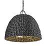 7_Rue 17 1/2" High Natural Black 3-Light Outdoor Hanging Light more views