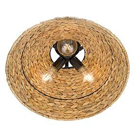 Image5 of Rue 18 3/4" Wide Matte Black 3-Light Semi-Flush With Woven Sweet Grass more views