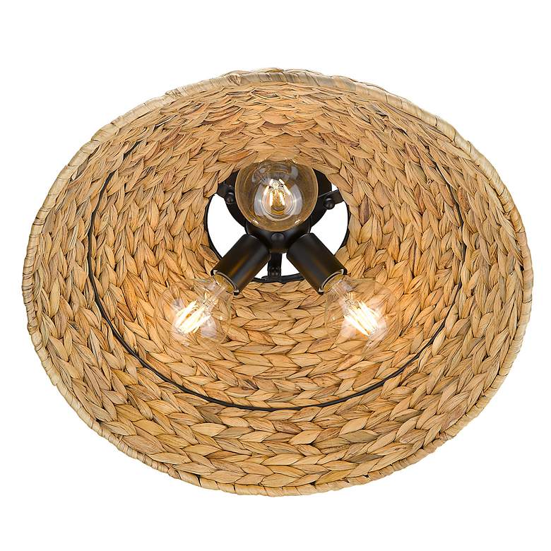 Image 5 Rue 18 3/4" Wide Matte Black 3-Light Semi-Flush With Woven Sweet Grass more views
