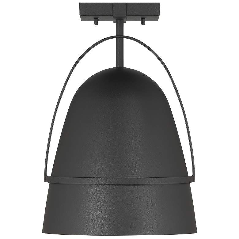 Image 1 Rue 18 in. 1-Light Black Modern Outdoor Semi Flush Mount with Metal Shade