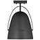 Rue 18 in. 1-Light Black Modern Outdoor Semi Flush Mount with Metal Shade