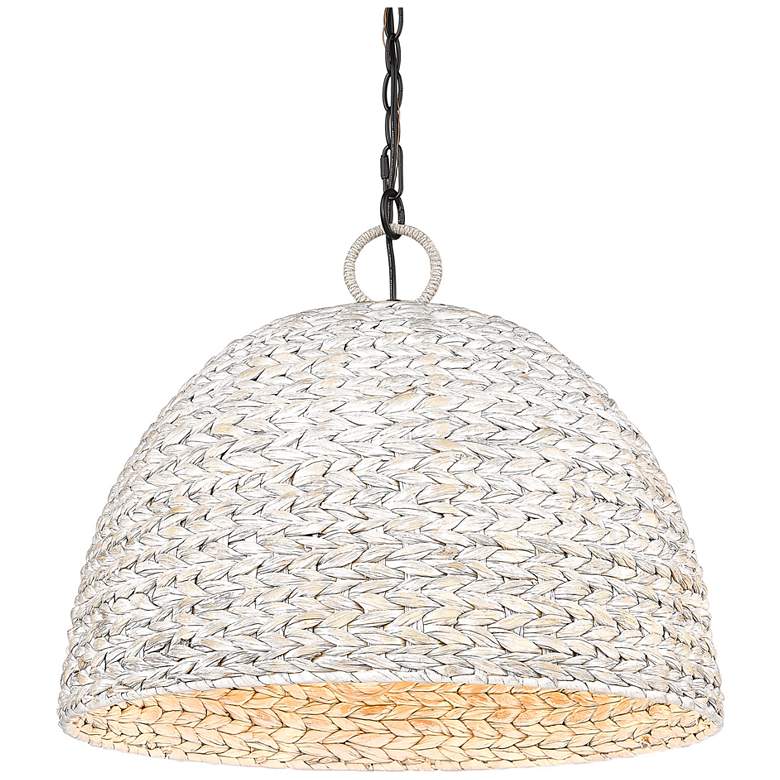 Image 1 Rue 21" Wide Matte Black 5-Light Pendant With Painted Sweet Grass Shad