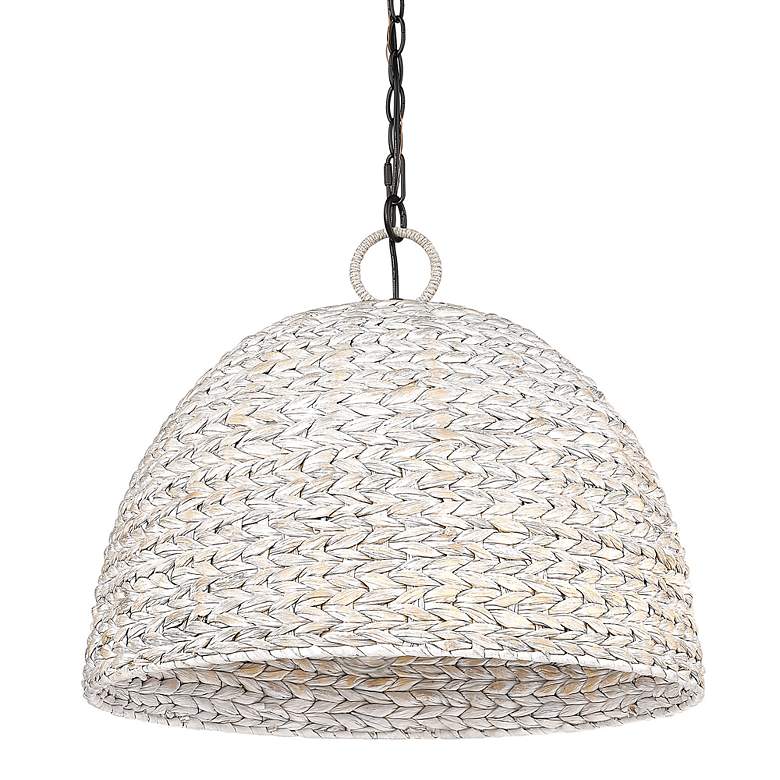 Image 4 Rue 21" Wide Matte Black 5-Light Pendant With Painted Sweet Grass Shad more views