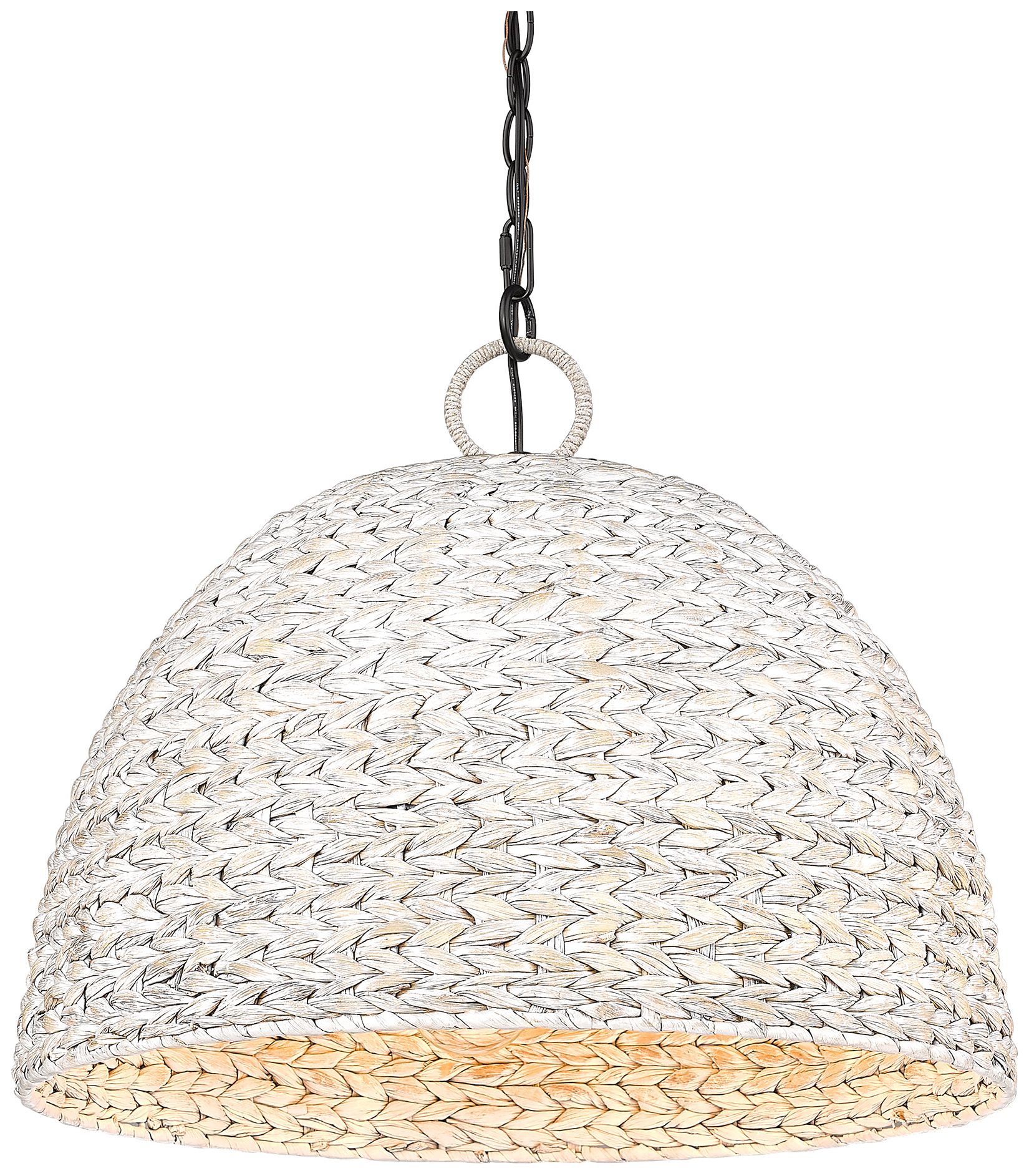 Image 2 Rue 21"W Matte Black and Painted Sweet Grass Pendant Light