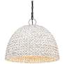 2_Rue 21"W Matte Black and Painted Sweet Grass Pendant Light