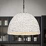 1_Rue 21"W Matte Black and Painted Sweet Grass Pendant Light