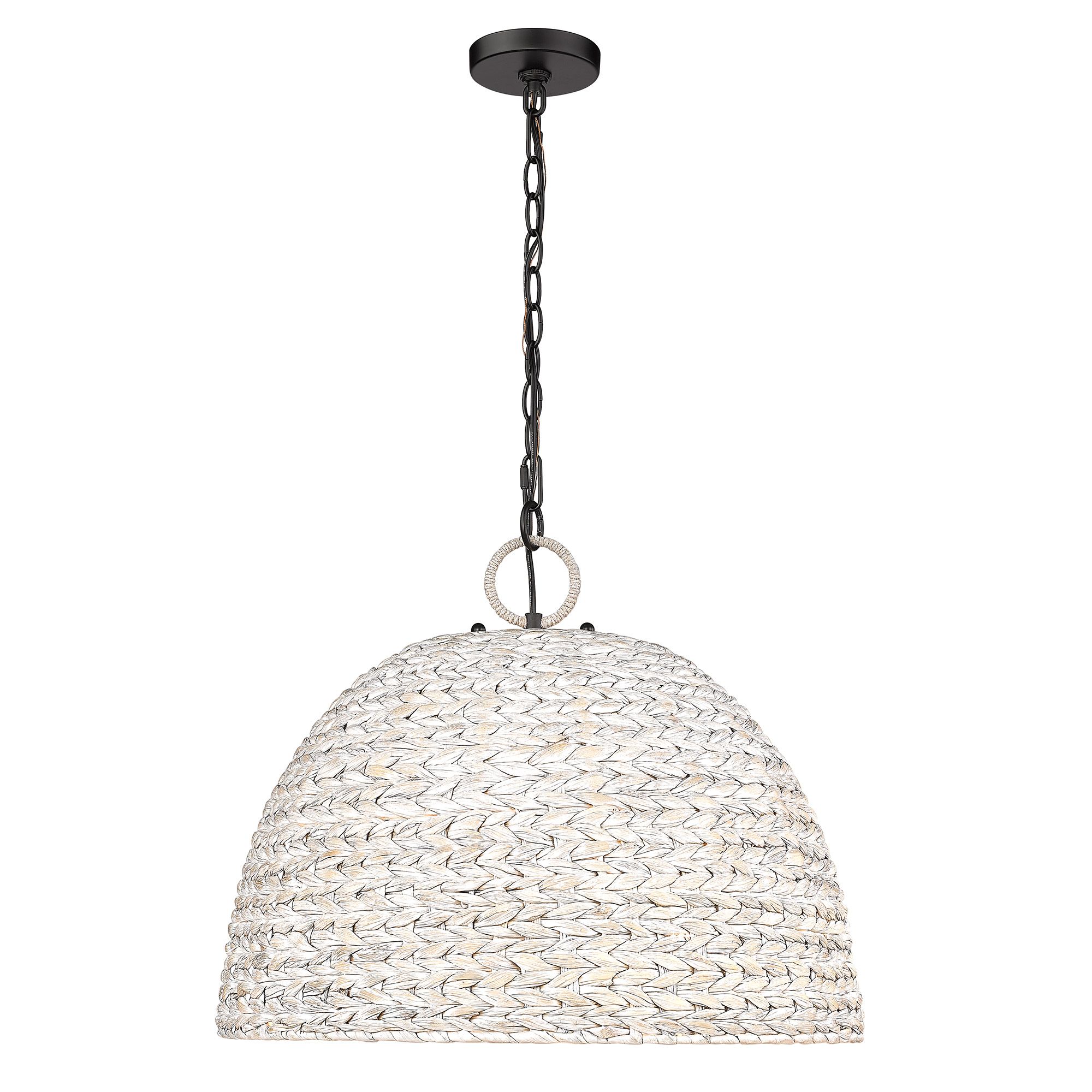 Image 3 Rue 21"W Matte Black and Painted Sweet Grass Pendant Light more views