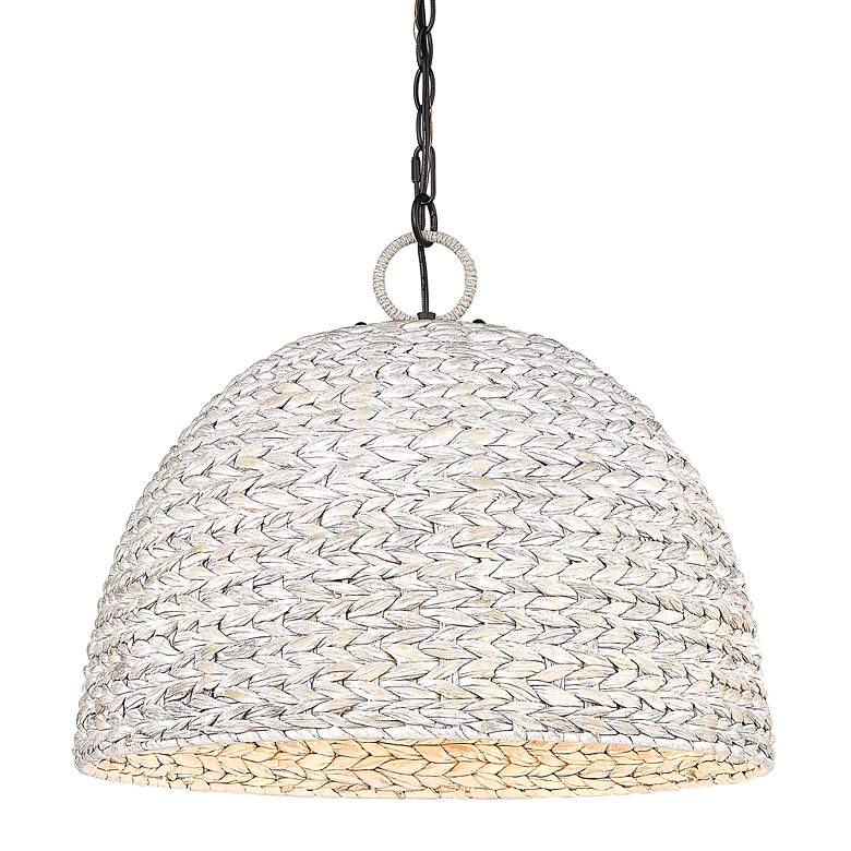 Image 5 Rue 21"W Matte Black and Painted Sweet Grass Pendant Light more views
