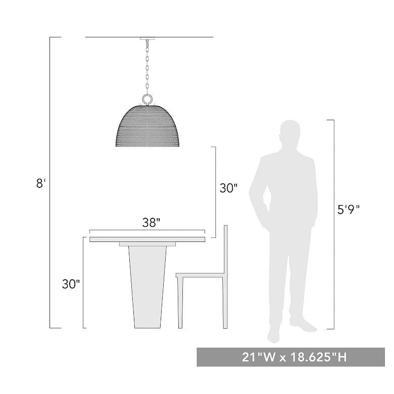 Image 6 Rue 21"W Matte Black and Painted Sweet Grass Pendant Light more views