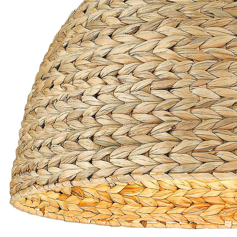 Image 2 Rue 21"W Matte Black Woven Sweet Grass Dome Pendant Light more views
