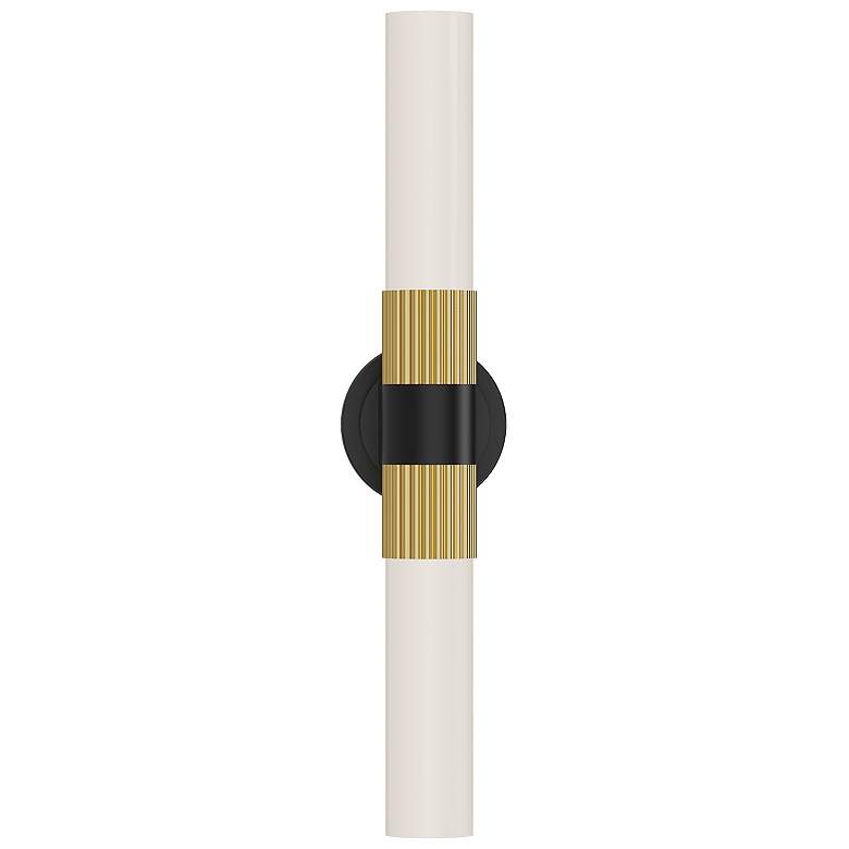 Image 1 Rue 22 1/4" High Matte Black 2-Light Wall Sconce