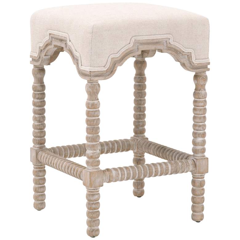 Image 1 Rue 27 inch Bisque French Linen and Natural Gray Counter Stool