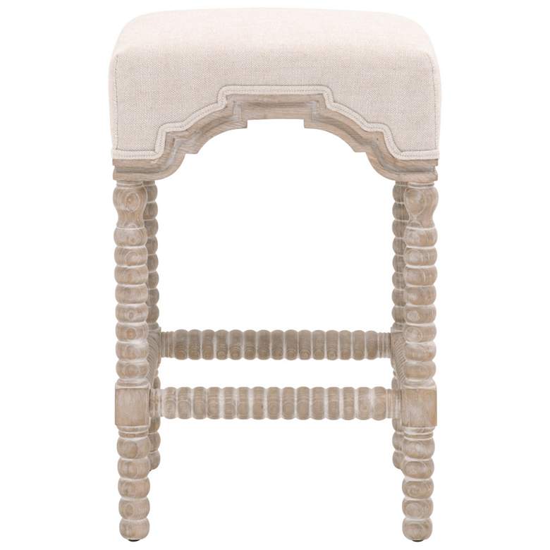 Image 5 Rue 27 inch Bisque French Linen and Natural Gray Counter Stool more views