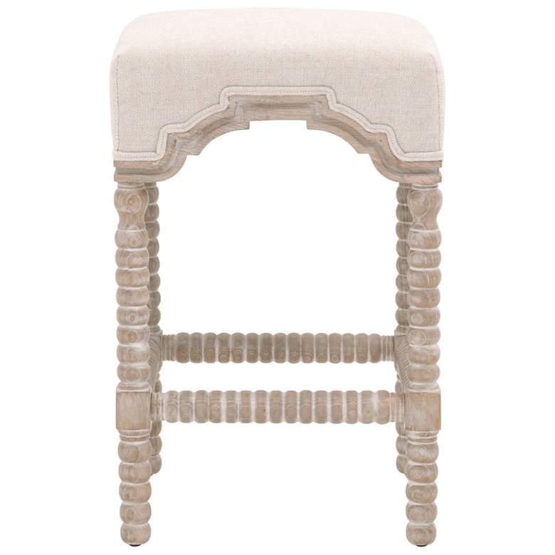 Image 5 Rue 27" Bisque French Linen and Natural Gray Counter Stool more views