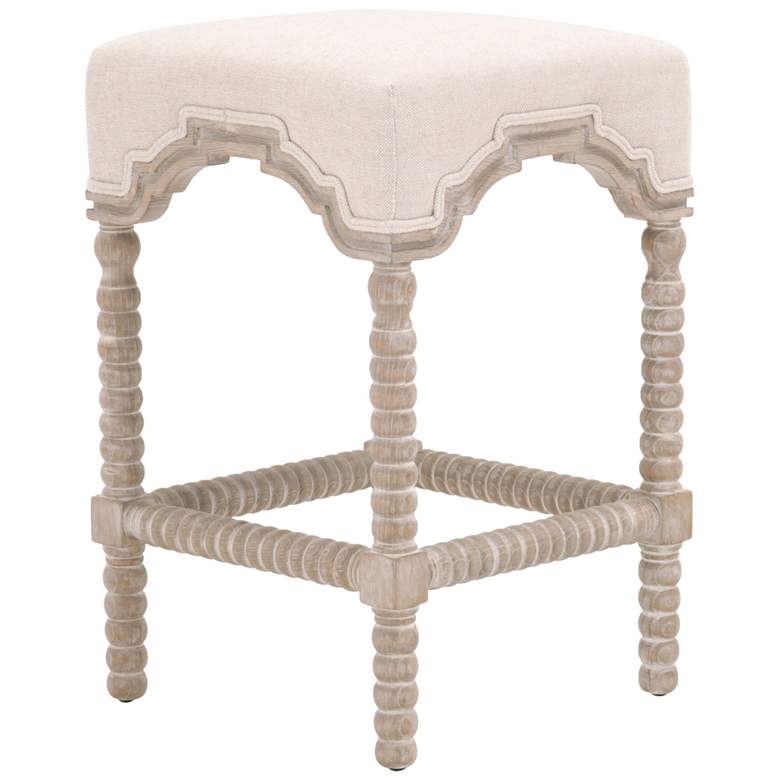 Image 6 Rue 27 inch Bisque French Linen and Natural Gray Counter Stool more views