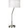 Rue Brushed Steel USB Port Table Lamp with Power Outlets