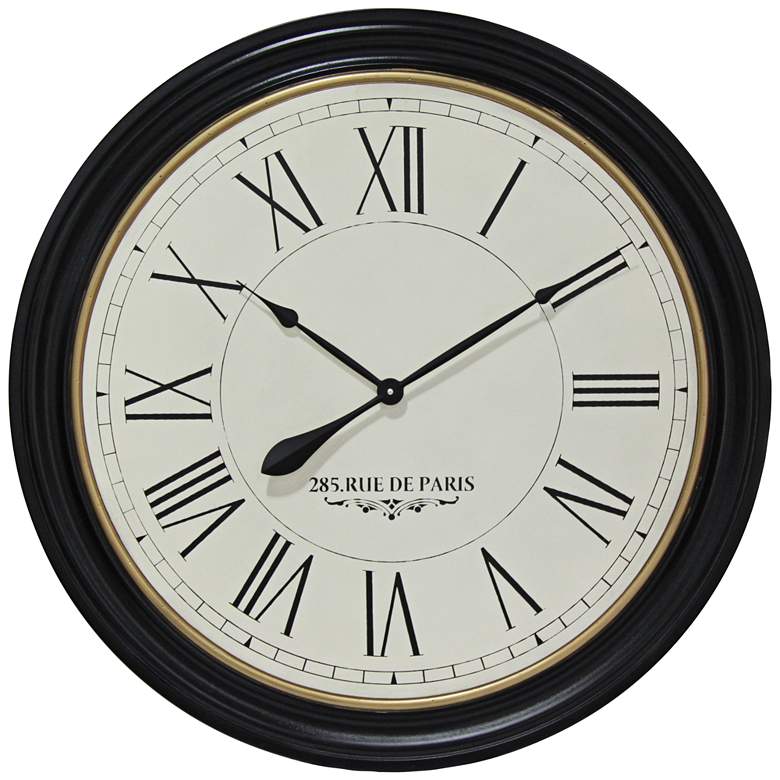Image 1 Rue De Paris Black 31 1/2 inch Round Wall Clock