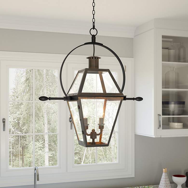 Image 1 Rue de Royal 21 1/4" Wide Industrial Bronze 2-Light Pendant