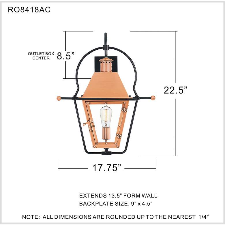 Image 3 Rue De Royal 22 1/2 inchH Aged Copper Outdoor Lantern Wall Light more views