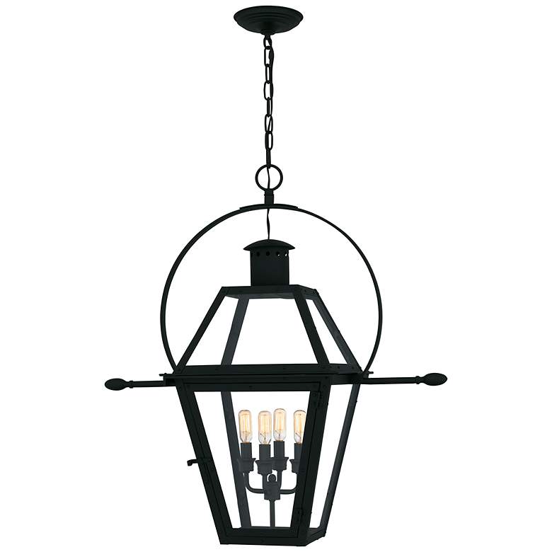 Image 1 Rue De Royal 29 1/2"H Black 4-Light Outdoor Hanging Light