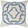 Rue Secret 17" Square Blue Embroidered Down Pillow
