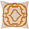 Rue Secret 17" Square Orange Embroidered Down Pillow