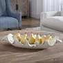 1_Ruffled 24" Wide Matte White Glaze Ceramic Feather Bowl