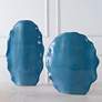 3_Ruffled Feathers 20"H Gloss Blue Ceramic Vases Set of 2 more views