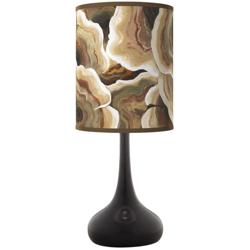 Ruffled Feathers Giclee Black Droplet Table Lamp