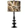 Ruffled Feathers Giclee Paley Black Table Lamp