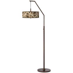 Ruffled Feathers Lamp Shade with Bronze Downbridge Arc Floor Lamp