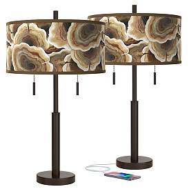 Image1 of Ruffled Feathers Robbie Bronze USB Table Lamps Set of 2