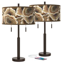 Ruffled Feathers Robbie Bronze USB Table Lamps Set of 2