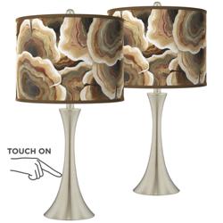 Ruffled Feathers Trish Brushed Nickel Touch Table Lamps Set of 2