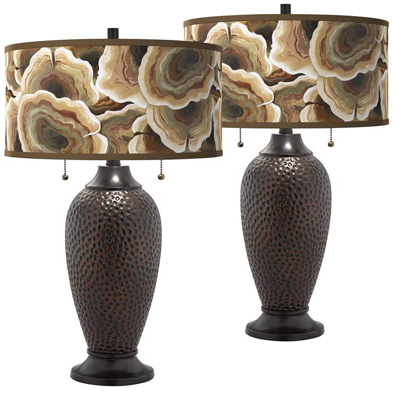 Image 1 Ruffled Feathers Zoey Hammered Oil-Rubbed Bronze Table Lamps Set