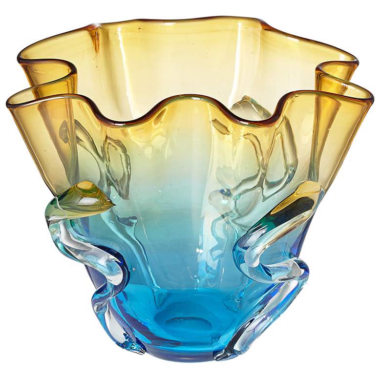 Image 1 Ruffled Multi-Color Hand-Made Glass Bowl