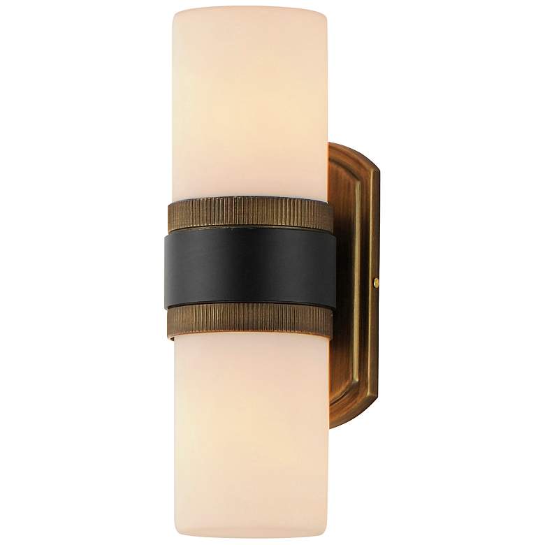 Image 1 Ruffles 14" High Black and Brass 2-Light Outdoor Wall Light