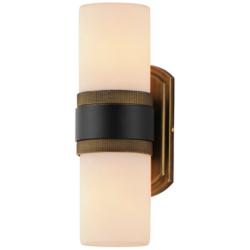 Ruffles 14" High Black and Brass 2-Light Outdoor Wall Light