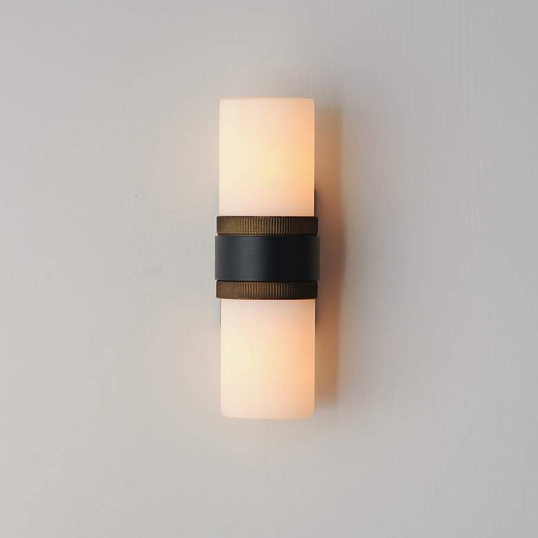 Image 3 Ruffles 14" High Black and Brass 2-Light Outdoor Wall Light more views