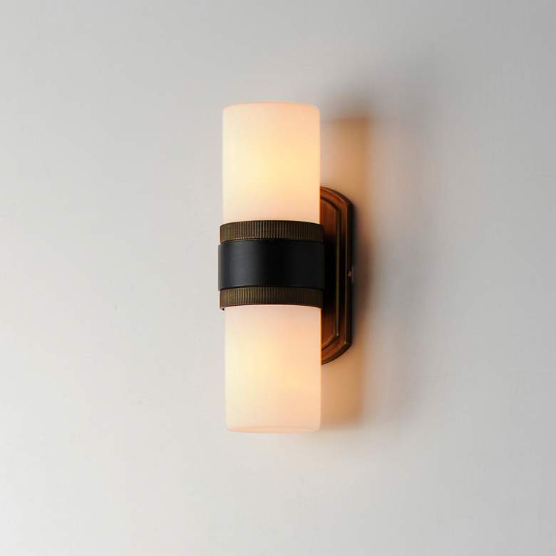 Image 4 Ruffles 14" High Black and Brass 2-Light Outdoor Wall Light more views